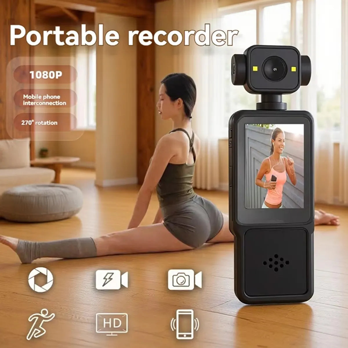 Cámara Deportiva DV01 1080p con WiFi y Estabilización – Color Negro