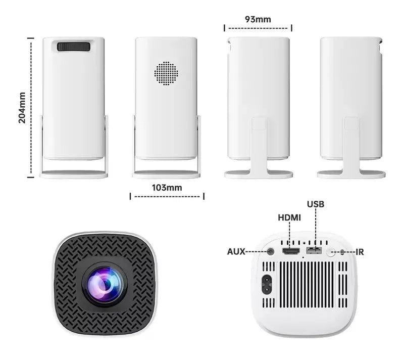 Proyector HY-300 Plus LED Android 1080p | WiFi + Bluetooth | Soporte 4K + 2 Gamepads