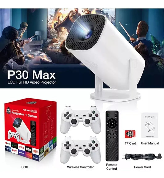 Proyector HY-300 Plus LED Android 1080p | WiFi + Bluetooth | Soporte 4K + 2 Gamepads
